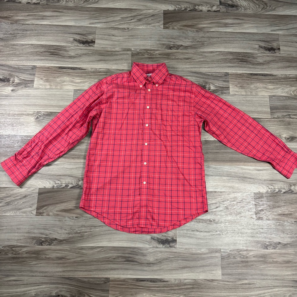 Brooks Brothers 346 Non-Iron The Original Polo Shirt in Red Plaid Size Medium